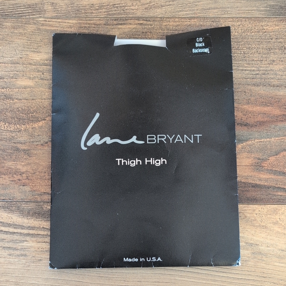 NWT Lane Bryant Black Backseam C/D Thigh Highs 1X                     C352